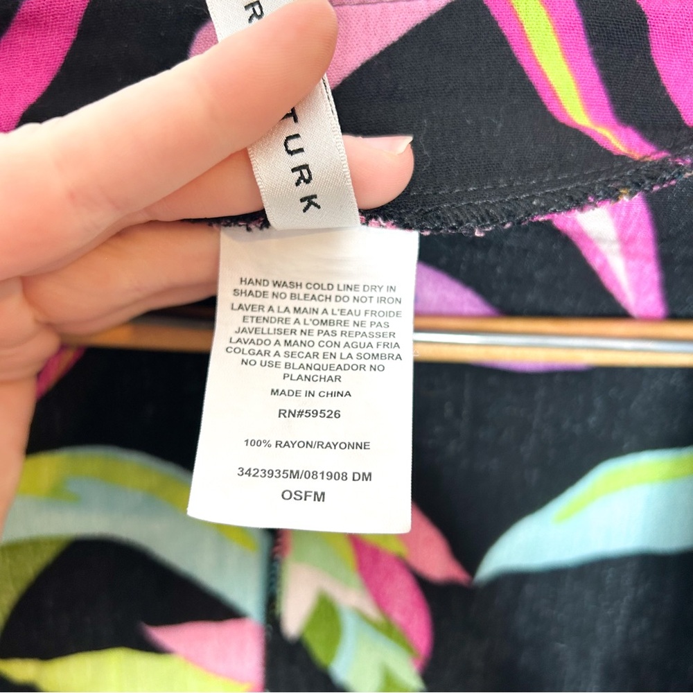 Trina Turk Bird Of Paradise Kimono Swim Cover Colorful Palm‎ Print One Size - Picture 8 of 9